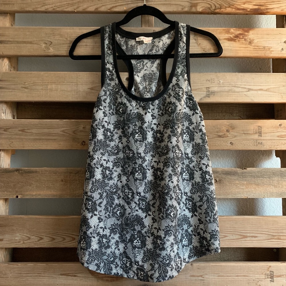 Joie Lace Print Racerback Tank